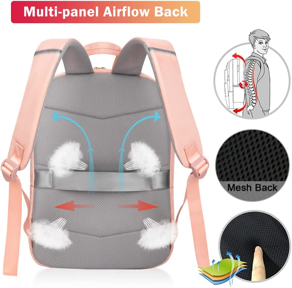 Voova Travel Laptop Backpack for Men Women, Slim Lightweight Backpack School Bookbag with Laptop Compartment for Work Business and College, Waterproof Computer Bag Fits 14-15.6 Inch Notebook, Black - Image 5